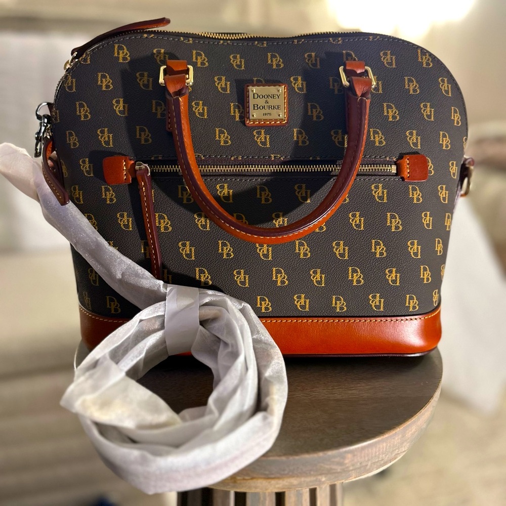 Dooney and Bourke Gretta Domed Satchel in BROWN TMORO